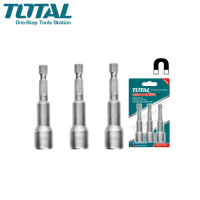 TOTAL ดอกไขควง แกน 1/4 นิ้ว หัวบ๊อกซ์ 6 เหลี่ยม (3 ตัวชุด) รุ่น TAC270831/TAC271031 (Magnetic Nut Set) ดอกไขควง หัวบล็อค