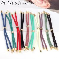 20Pcs Nylon Twisted Cord Bracelet Making Slider Adjustable Bracelet Making with Brass Findings, Golden Mixed Color