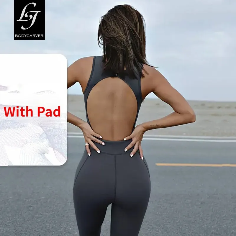 Sports Sets Women Seamless Yoga Jumpsuits With Pads Sleeveless Fitness  Bodysuits One-Pieces Rompers Sportswear Gym Workout Suits