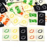 50Pcs Smile Clothes Tags White Cotton Handmade Labels Embroidery Hand Made Tags For Baby Clothes Sew Crafts Garment Accessories Stickers Labels