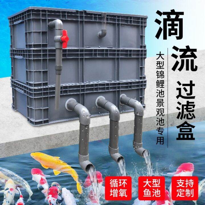 stock※ Large koi fish pond turnover box filter box outdoor pond fishery filter homemade drip