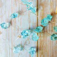 Summer Blue Ocean Gem Fairy Garland Light LED Creative Irregular Pink Crystal Light String Natural Fluorite Decorative Light