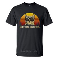 Funny Cats Print Male Tshirt Best Cat Dad Ever Balck T-shirt Men Fashion Tees Animal Cat Cute Unisex Tops Pure Cotton Tshirt XS-6XL