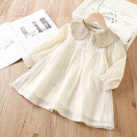 2022 Spring Autumn New 2 3 4 5 6 8 10 12 Years Children er pan Collar Sweet Princess Long Sleeve Dresses For Kids Baby Girls