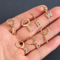 1PC Letter CZ 26 Initial Charm Dangle Drop Earring For Girls Gold Silver Color Alphabet Letter Pendant Earrings