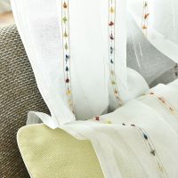 【YD】 New Embroidered Sheer Curtains for Room kids Bedroom Yarn Embroidery tulle