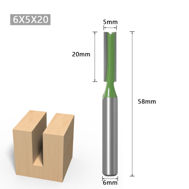 คลังสินค้าพร้อม-ก้าน6mm-เดียวคู่ขลุ่ยตรงเราเตอร์ชุดบิตเครื่องแกะสลักเครื่องตัด