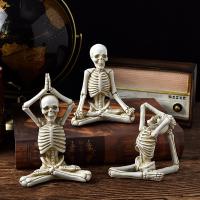 ‘【；】 Yoga Skull Ornament Yoga Statue Resin Yoga Meditation Skull Statue Halloween Festival Party Supplies Home Decor Table Decor