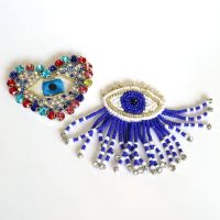 Fashion beaded embroidered eye Patches for Clothing sew on rhinestone parches eye Appliques Decoration Badge parche Fashion Accessories