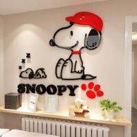 สติ๊กเกอร์อะคริลิค 3D ลายการ์ตูนสุนัข Snoopy มีกาวในตัว Diy สําหรับติดตกแต่งผนังห้องนอนห้องนั่งเล่น