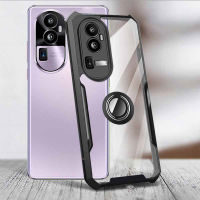 เคสโทรศัพท์ TPU + พีซีอะคริลิกพร้อมห่วงตั้งสำหรับ Oppo Reno10 Pro Plus Reno 10 Pro เคส10Pro แม่เหล็กยึดโทรศัพท์ฮาร์ดกันชนหลังเคสห่อหุ้ม