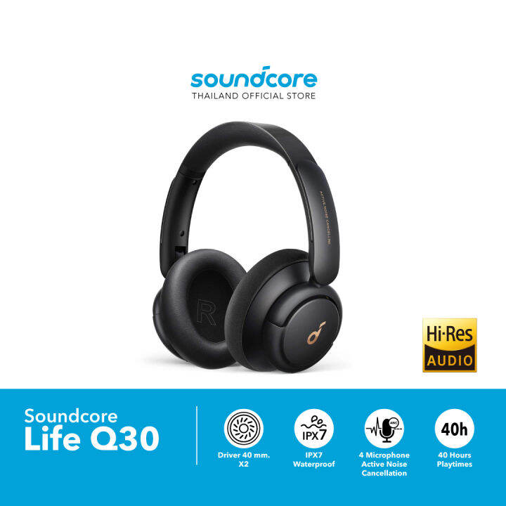 Soundcore Life Q30 หูฟังครอบหู HiRes, Customized EQ, Drivers 40 mm., ANC Up to 95, 40H