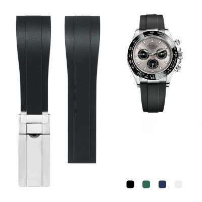 ﹍ สายนาฬิกาหัวเข็มขัดผีเสื้อสแตนเลสสำหรับ Rolex Black Water Ghost Green Submariner Daytona Men สายนาฬิกายางทนทาน