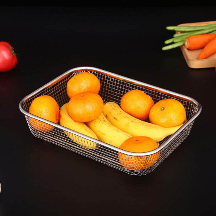 Rectangular Wire Mesh Colander Stainless Strainer Drainer Basket