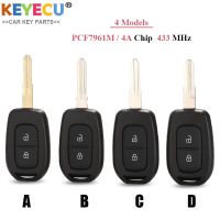 KEYECU ชิป4A PCF7961M 2ปุ่ม Kunci Remote Mobil สำหรับ Renault Sandero Dacia Logy Lodgy Dokker Duster Trafic Clio4 Master3กุญแจรถ