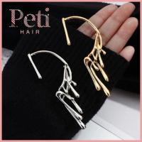 PETIHAIR 2pcs หยดน้ำแบบหยด ต่างหูรูปดอกไม้ เดี่ยวเดี่ยวๆ โลหะผสมอัลลอยด์ ต่างหูข้อมือแบบพิเศษ เรโทร ไม่มีการเจาะรู คลิปหนีบหู สำหรับผู้หญิง