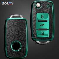 เคสมีสายห้อยสำหรับโฟล์กสวาเกนหนัง + เคส Kunci Remote Mobil TPU โปโล Tiguan วีดับบลิวโบรา Jetta Passat B5ด้วงกอล์ฟ B7 B6สำหรับ Skoda Octavia