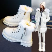 ร้อน, ร้อน★Snow boots non-slip womens booties with fleece warm thick cotton shoes winter womens shoes Martin boots