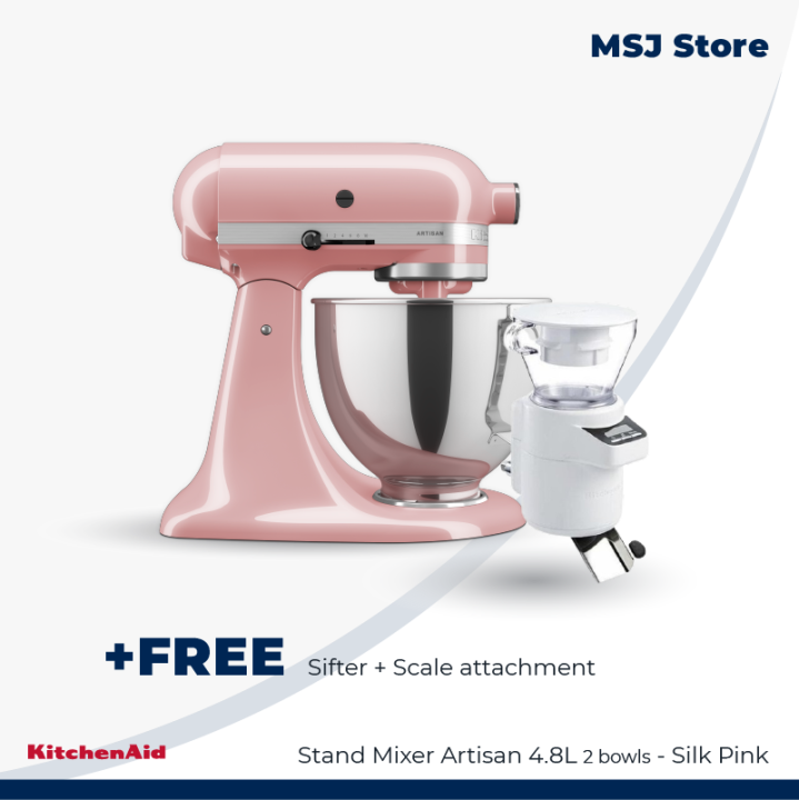 KitchenAid Stand Mixer Artisan 4.8 L Silk Pink FREE Sifter and Scale