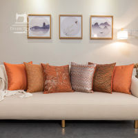 Orange Cushion Cover 45x45 Luxury Model Room Decor Office Soft Pillowcase Bed Breakfast Ho Sofa Cushion Throw Pillow Cover