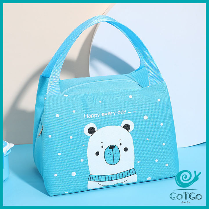 gotgo-กระเป๋าข้าวกล่อง-กล่องอาหารกลางวัน-มีบุฟอยฉนวนเก็บร้อน-เย็น-cartoon-insulated-lunch-bag