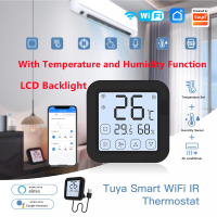 E Life Smart Store Tuya WIFI Air Conditioner Remote Control With Temperature And Humidity Sensor Function LCD Screen Touch Button Wireless Remote Built-In Temperature And Humidity Sensor With DIY Learning Function Works For Alexa