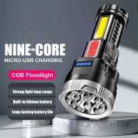 โคมไฟ LED + COB Caping ไฟฉายชาร์จไมโคร USB IPX4กันน้ำตั้งแคมป์ไฟฉายตกปลาพกพา1200MAh 400lm 4เกียร์อุปกรณ์กลางแจ้ง