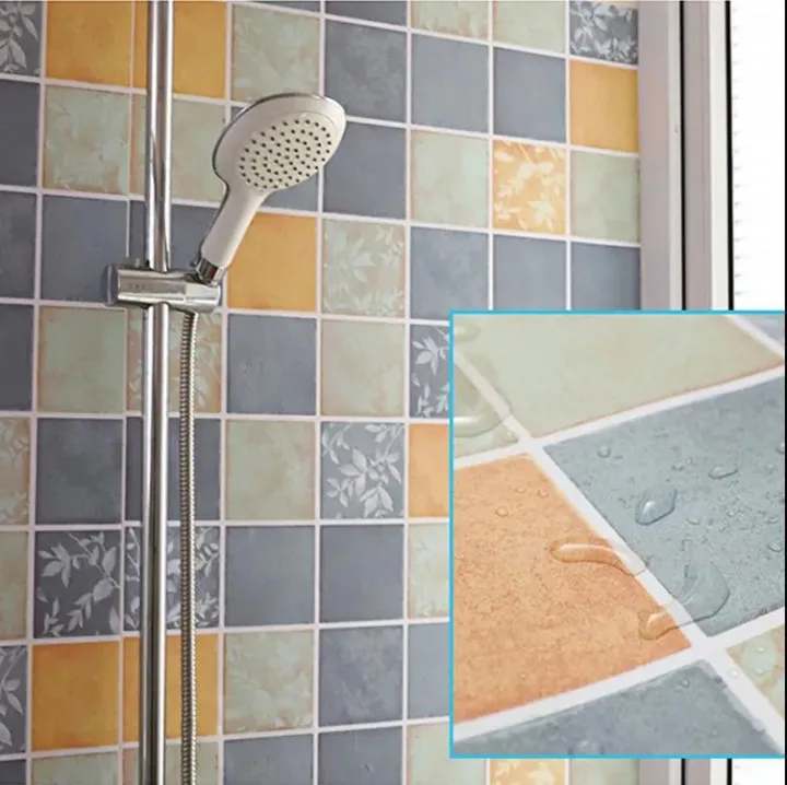 Waterproof wallpaper self adhesive moisture proof bathroom wall sticker PVC  thicken tile wall renovation stickers | Lazada PH