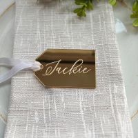 30/50/100PCS Blank Acrylic Luggage Tag Wedding Place Card,Event Table Decor,Guest Escort Name Plate,Gift Tag Mirror Gold Silver