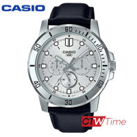 Casio นาฬิกาผู้ชาย สายหนังแท้ รุ่น MTP-VD300L-7EUDF (หน้าปัดสีเงิน)