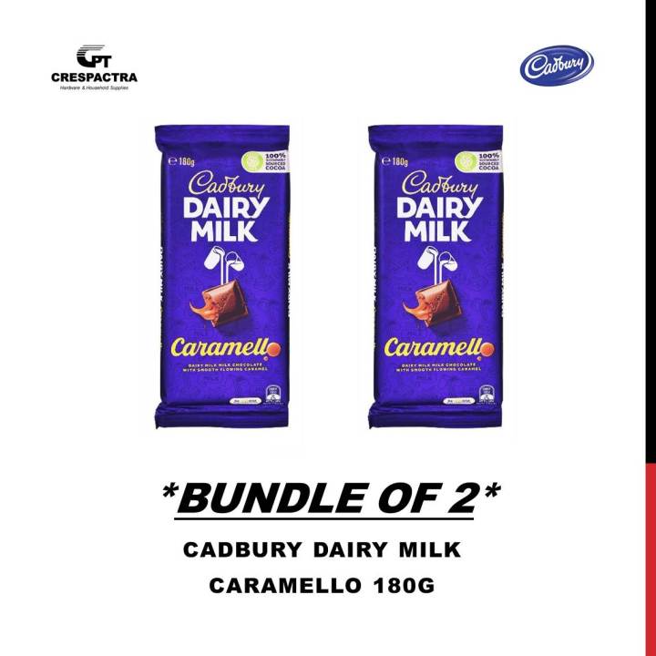 Bundle Cadbury Dairy Milk Caramello 180g X 2 Caramel Chocolate Block Made In Australia 