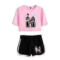 Women-Clothing Kawaii My hero academia Women Two-piece Sexy Sports Shorts + Short-sleeved T-shirt Girl Summer Todorki Clothes