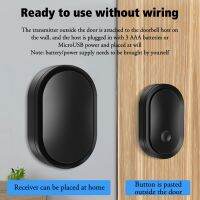 ﹍ Black Home Waterproof USB or Battery Powered Wireless Doorbell 300M Smart Home Door Bell Chime Kit LED Flash Security Alarm