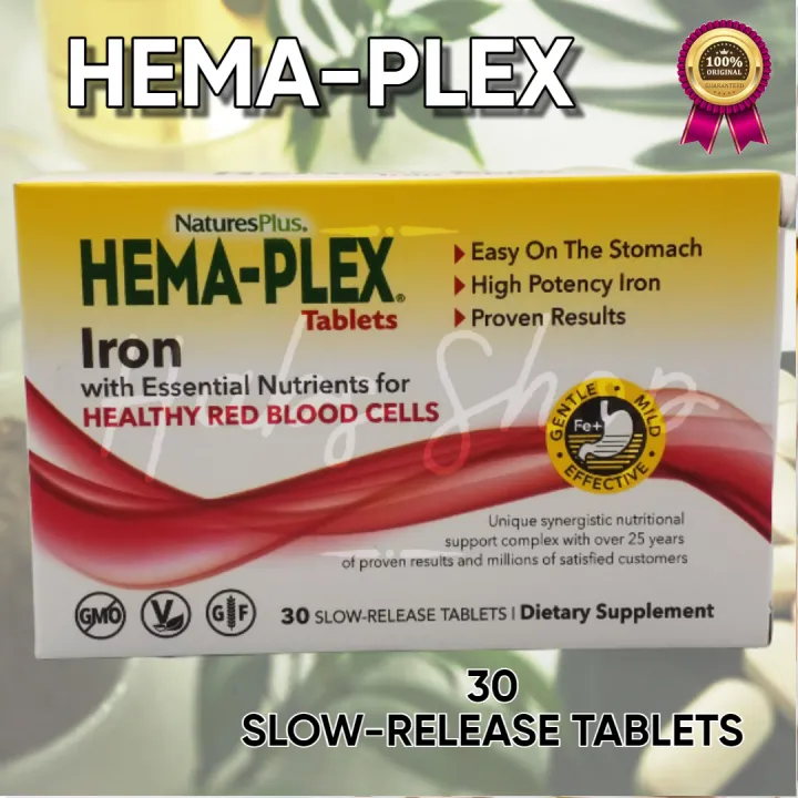 NaturesPlus Hema-Plex Iron - 30 Slow-Release Tablets or 60 Softgels ...