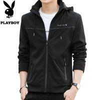 playboy เสื้อแจ็กเก็ตลําลอง แต่งซิป แฟชั่นสําหรับผู้ชาย