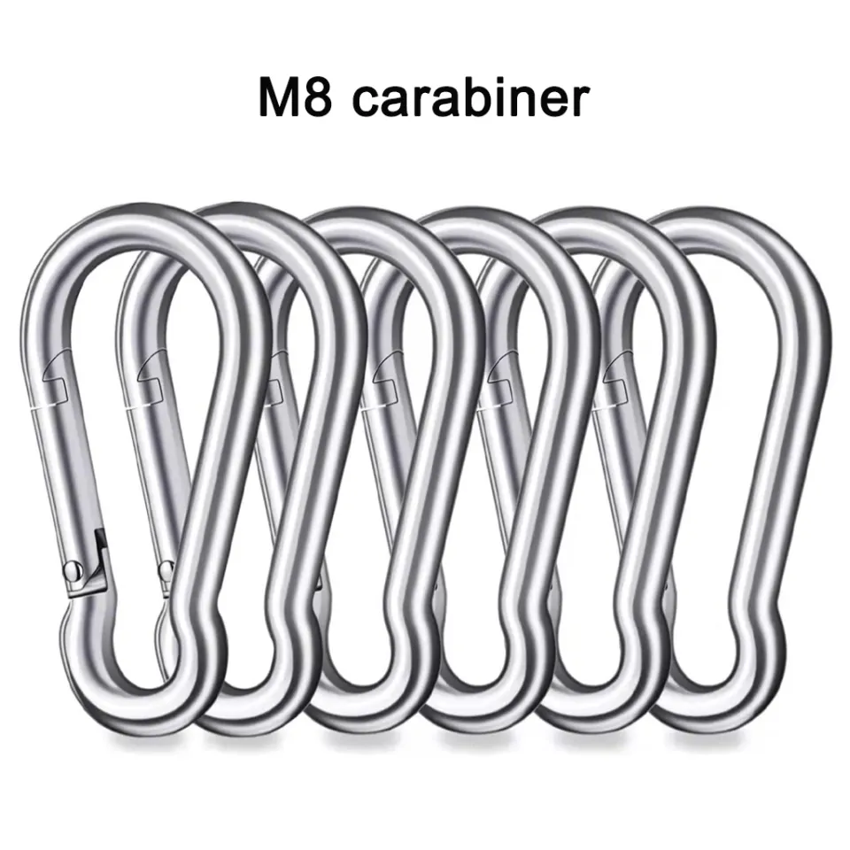 Carabiner D Ring Clips Spring Snap Hook Heavy Duty Stainless Steel Boat  Sail Tug 