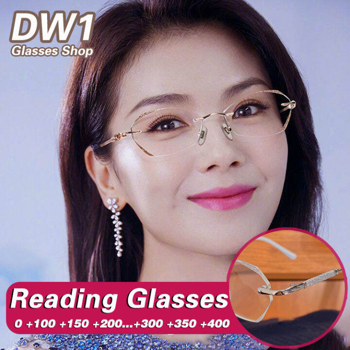 600 To 100】【 100 To 400】 Frameless Cut Edge Shiny Reading Glasses Nearsighted Glasses