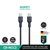 [สำหรับ iPhone 15] AUKEY CB-NCC  สายชาร์จเร็ว Circlet CC 60W Nylon Braided USB-C to USB-C Cable (1,1.8m) รองรับชาร์จเร็ว 60W สายชาร์จไนล่อนถัก รุ่น CB-NCC1-2