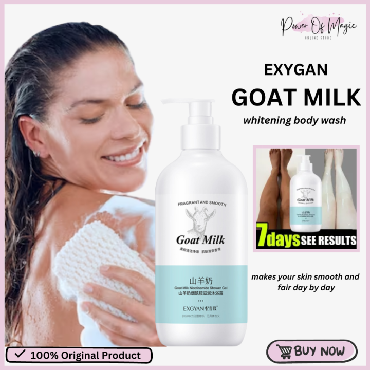[BEST CHOICE] EXGYAN Goat milk body Whitening Shower Gel Permanent Whitening baby Shower Gel