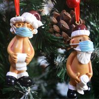 Creative Pendants Xmas Naked Santa Naughty Resin Navidad Christmas Tree Hanging For Christmas Party Decoration New Year Gifts