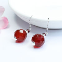 Jiayu Xiangsi Bean Earrings S925 Silver Red Agate Ear Hook Jade Chalcedony MN1122602 IDCG