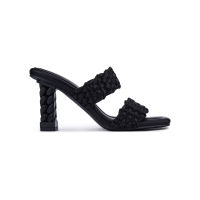 SHU BEDDY WALK 3.5" DOUBLE WEAVED STATEMENT HEELS - BLACK