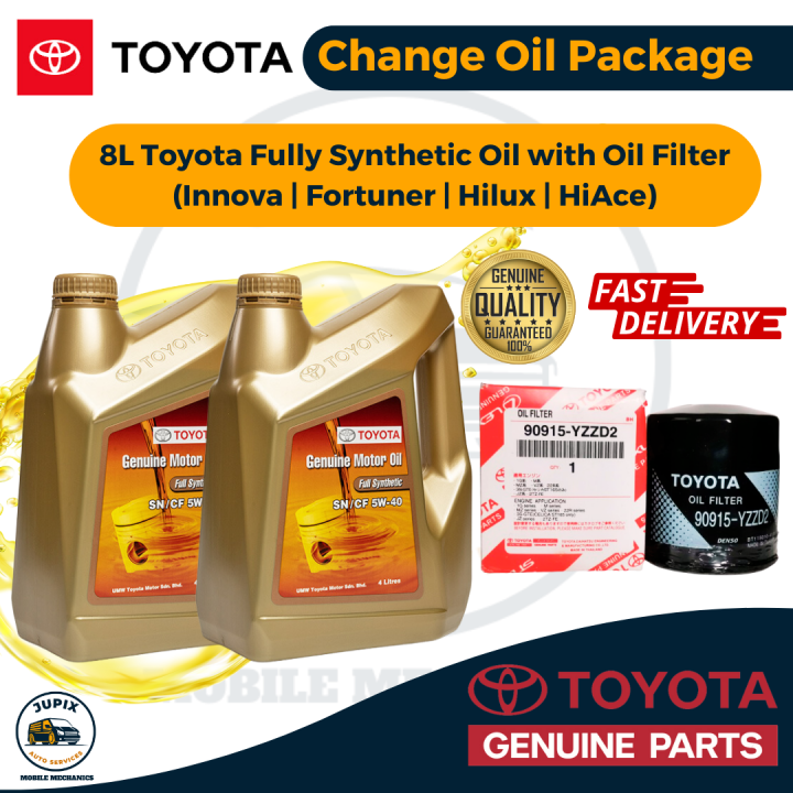 Toyota Fully Synthetic Engine Oil 5W-40 [8 Liters + Oil Filter] Oil ...