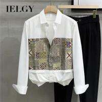 IELGY เสื้อแขนยาวผู้ชาย,เสื้อลำลองศิลปะญี่ปุ่น