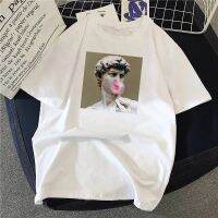 Ulzzang 90s Print T-shirt For Women David Funny Print T-shirt In White Casual Crew Neck T-shirt For Women