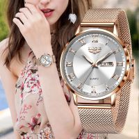 ☃ LIGE Brand Women Watches Ultra-thin Luxury Quartz Watch Fashion Ladies Clock Stainless Steel Waterproof Calendar Week Wristwatch