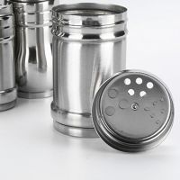 Stainless Steel Seasoning Jar Salt Sugar Shaker Pepper Bottle Rotating Cover Toothpick Holder Kitchen Gadgets BBQ Spice Storage