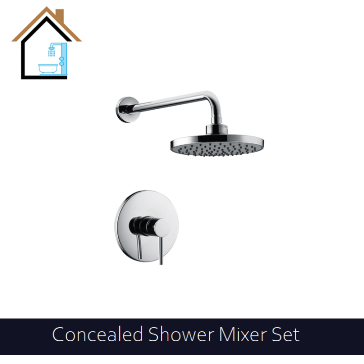Brass Chromed Conceal Bath Shower Mixer Set c/w with Rain Shower Head