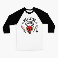 เสื้อยืดแขน 3/4 พิมพ์ลาย Hellfire Club Stranger Things Raglan 9135