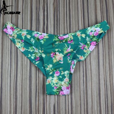 hotx 【cw】 Swimwear Bottom Print Floral Thong Swimsuit Classic Cut Bottoms Biquini Bathing Suits